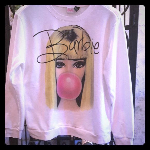 Barbie Tops - BARBIE BUBBLEGUM WHITE SWEATSHIRT!!! 💖💖💖Size L.